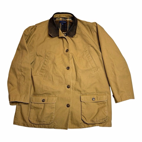 Lands' End Jackets & Blazers - Women's Lands' End Tan Canvas Barn Coat Utility Coat Sz XL Flannel Lined